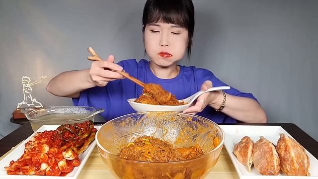 협찬)매운먹방♡선화동실비김치♡ 송주불냉면 매운양념장 한통 다붓고 광어회 비빔냉면 미친만두 선화동 실비김치 실비파김치 ASMR Spicy Noodles, Kimchi, mukban