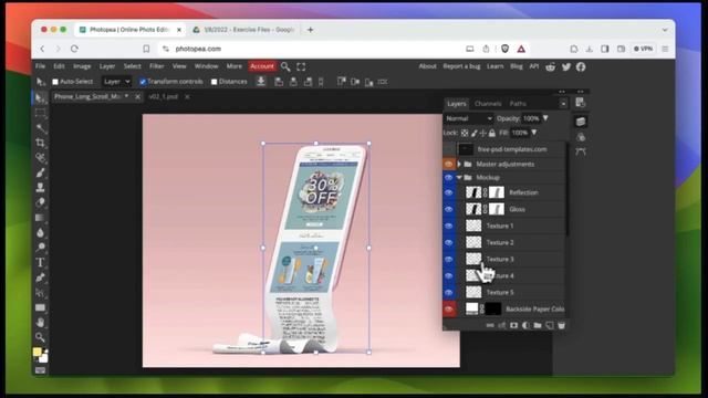 Inserting your Screenshot on this Phone Mockup - Photopea Tutorials