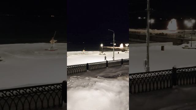 Архангельск  Зимний ❄⛄ Морозный вечер Вид на Набережную Северной Двины #shorts #зима #набережная