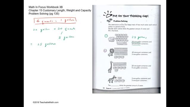 MIF Workbook 3B Solutions Chapter 15 Customary Length, Weight and Capacity Problem Solving (Pg 135)