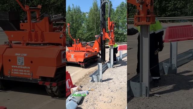 ЗМК СПБ. На видео процесс установки барьерного ограждения (радиусный участок) карьер п.Шапки