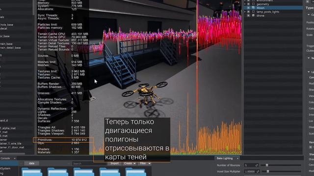 Как оптимизировать рендеринг, используя Кэшированные Тени -UNIGINE 2 подсказки и советы
