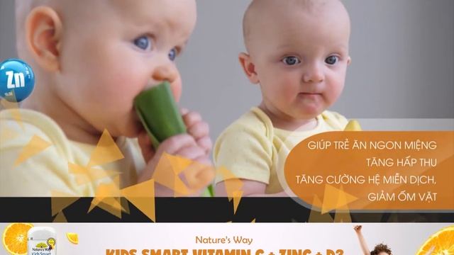 Nature’s Way Kids Smart Vitamin C + Zinc + D3 - Viên nhai bổ sung Vitamin C và Kẽm cho bé yêu