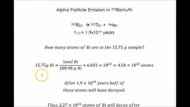 How Many Alpha Particles Are Emitted Per Day by Bismuth
