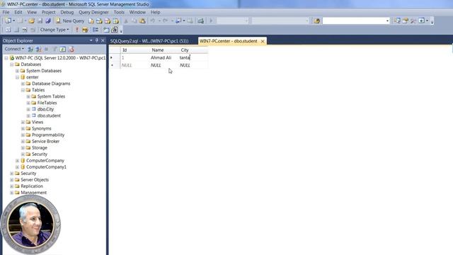 010 SQL server 2019 Create Database and 4 tables  إنشاء  4جداول لقاعدة بيانات مركز كمبيوتر وادخال ا