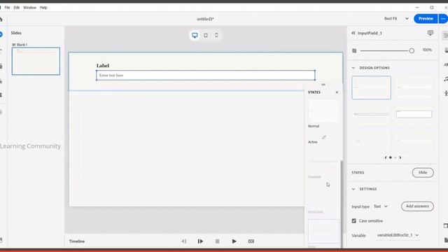 Enabling Input Text Field in  All New Adobe Captivate