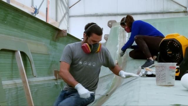 CATAMARAN BUILD - Over 50 feet of Glassing in One Afternoon!! (MJ Sailing - Ep 189)