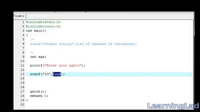 Scanf() Function in C Programming Language Video Tutorial