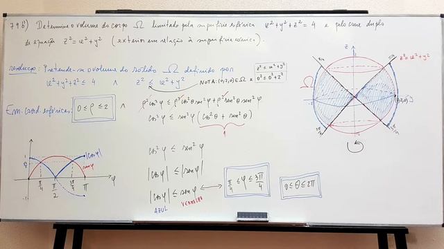 Integrais em coordenadas esféricas. Aplicações dos integrais triplos.
