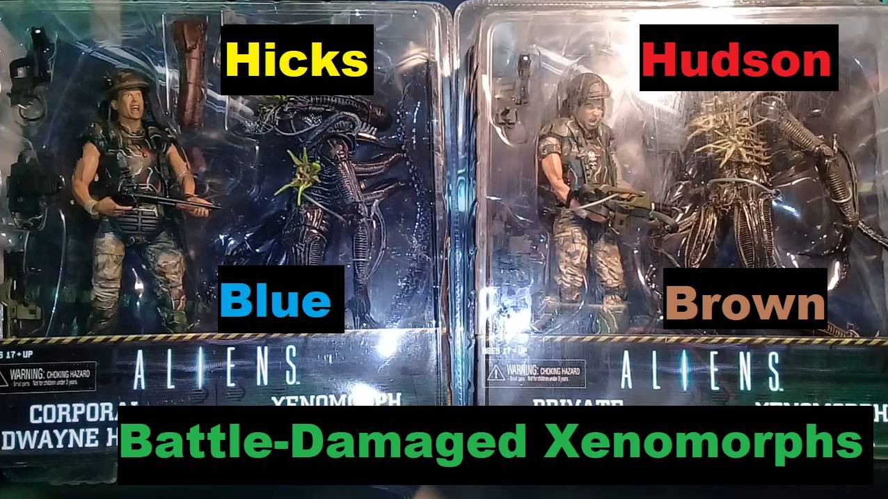 Corporal Hicks 'n' Private Hudson vs Battle-Damaged Xenomorphs 2 Packs By NECA From Aliens Film!