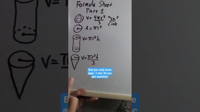 Know These On The SAT Formula Sheet (Sphere/Circle/Cylinder/Cone) #math #review #tips #maths #fypシ