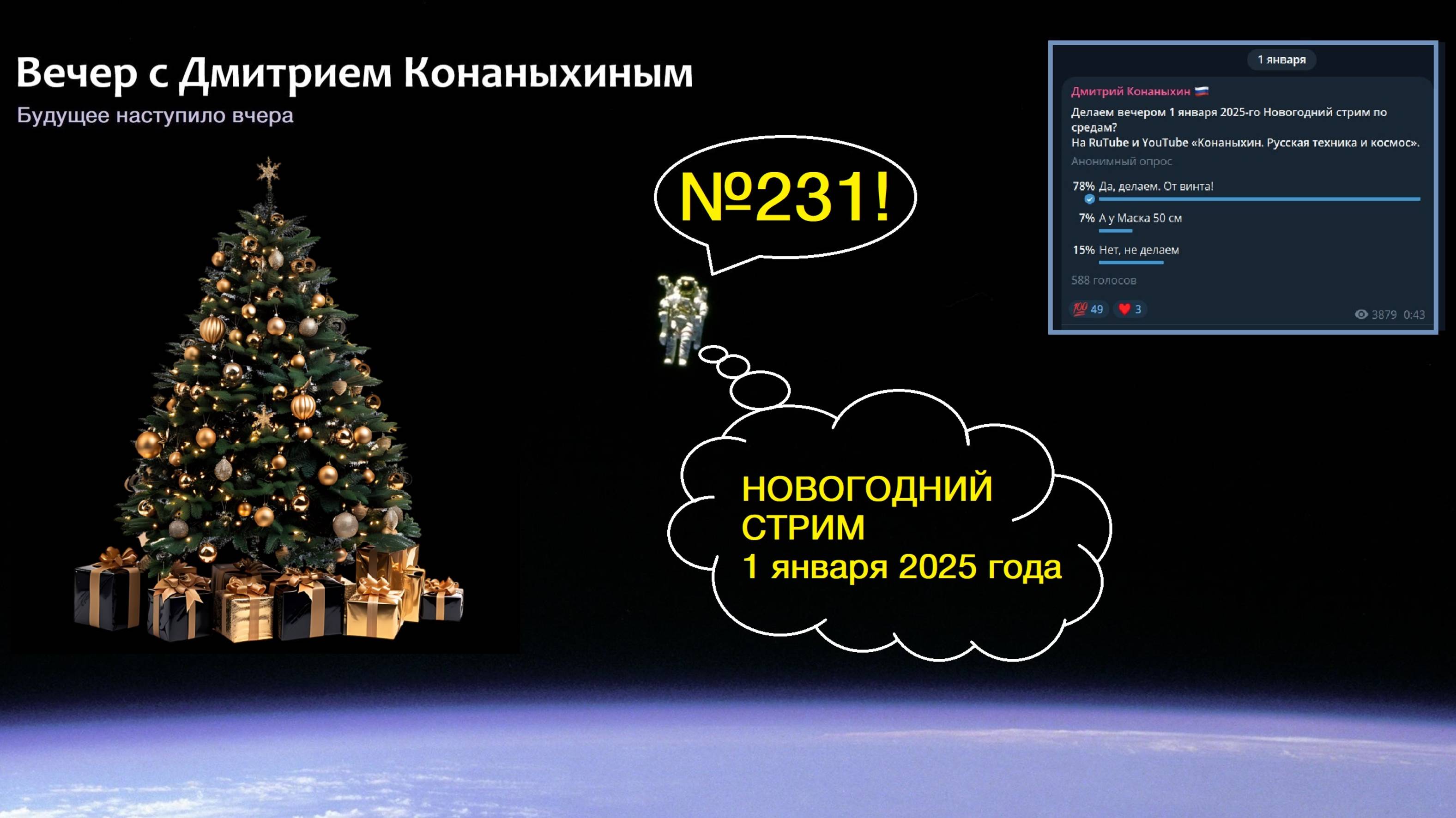 Вечер с Дмитрием Конаныхиным №231 Новогодний стрим 1 января 2025 года