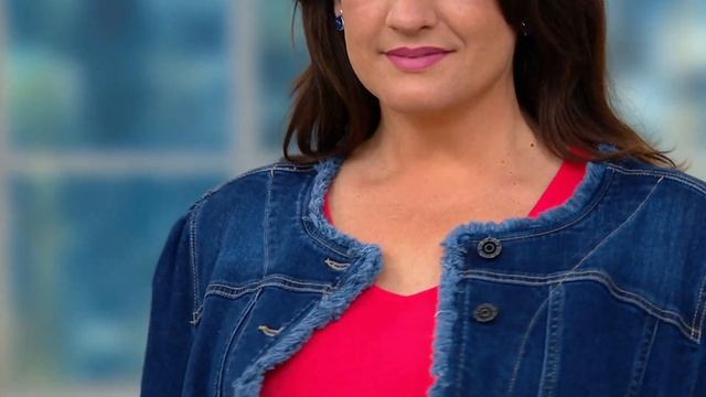 Susan Graver Stretch Denim Frayed Jean Jacket on QVC