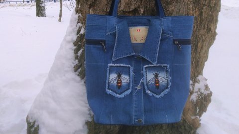 DIY Bag Jeans Fantasy Сумка из джинсовой курточки своими руками полный МК и выкройка