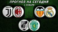 Ювентус - Милан | Валенсия - Реал Мадрид | Витория - Спортинг | Прогноз на футбол 3 ЯНВАРЯ