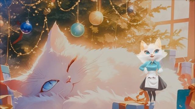 Мур-Мяу кафе / Ангорская кошка Мила поздравляет с Новым годом!