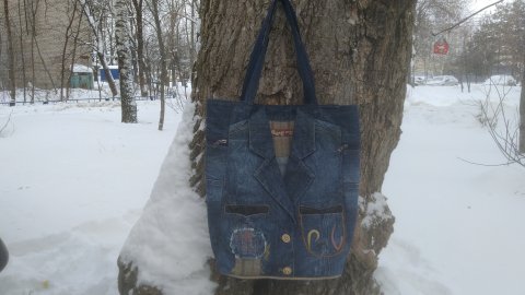 DIY Bag Jeans Fantasy Как сделать сумку из джинсовой курточки своими руками полный МК и выкройка