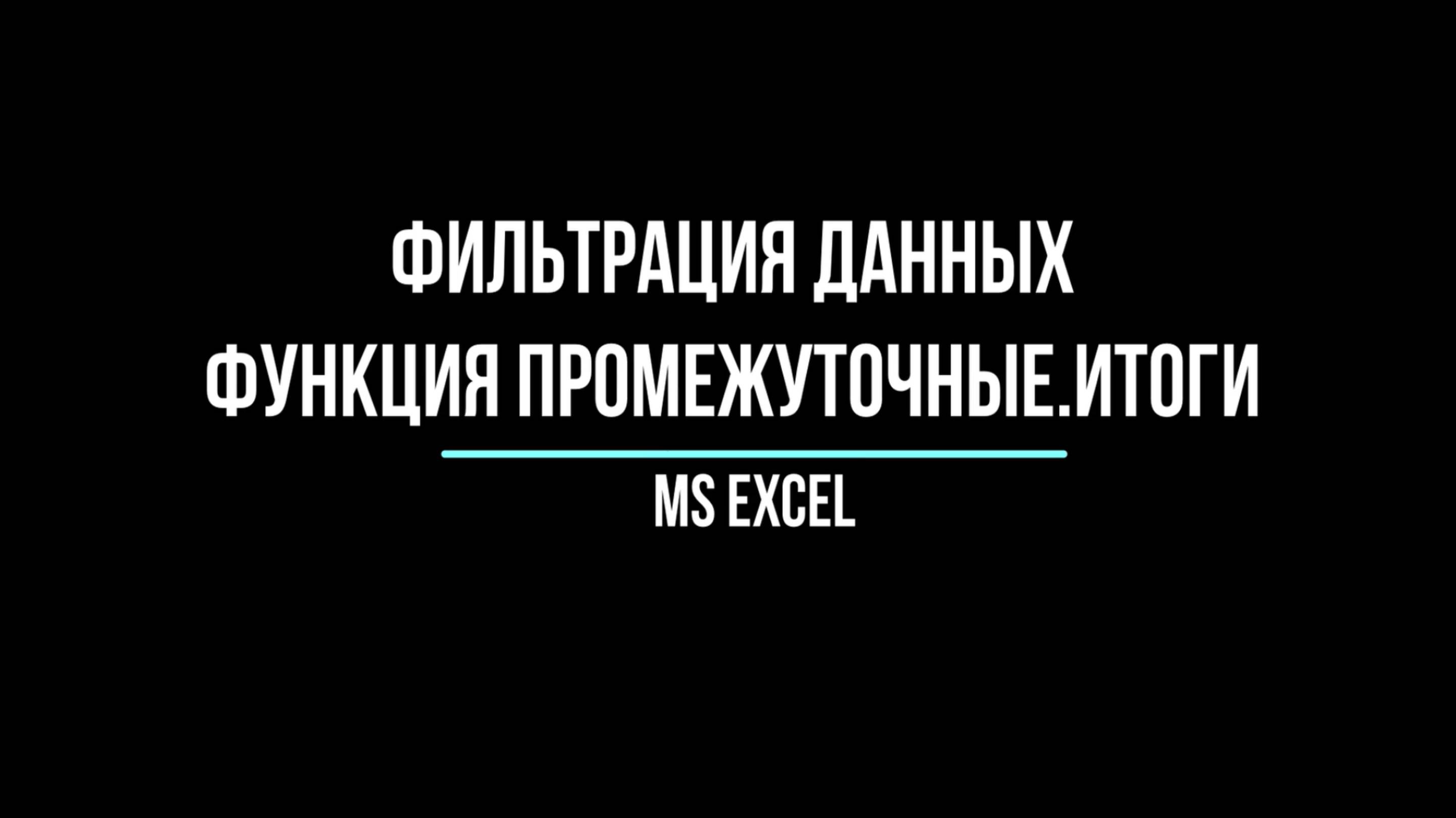 Фильтрация данных в MS Excel. Функция ПРОМЕЖУТОЧНЫЕ.ИТОГИ.