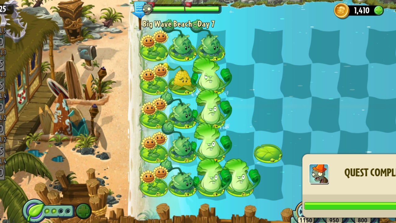 День 7 Большая Пляжная Волна (Big Wave Beach) Plants vs. Zombies 2