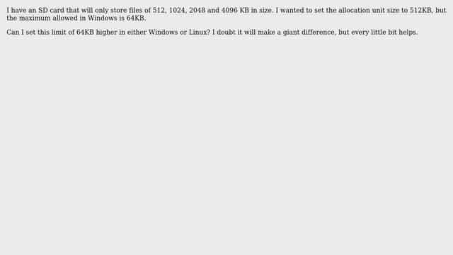 When formatting an SD card, can you set a custom allocation unit size?