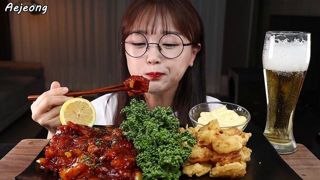 깐쇼새우 양념반 후라이드반🍤 시원한맥주🍺 먹방 SWEET CHILI SHRIMP MUKBANG | ASMR EATING SOUNDS