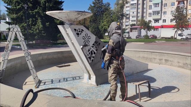 Пескоструйная очистка памятника из нержавеющей стали +79152806403