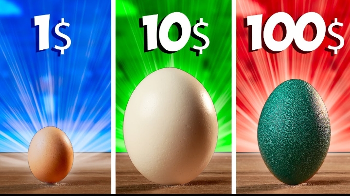 1$ vs 10 vs 100  яйцо
