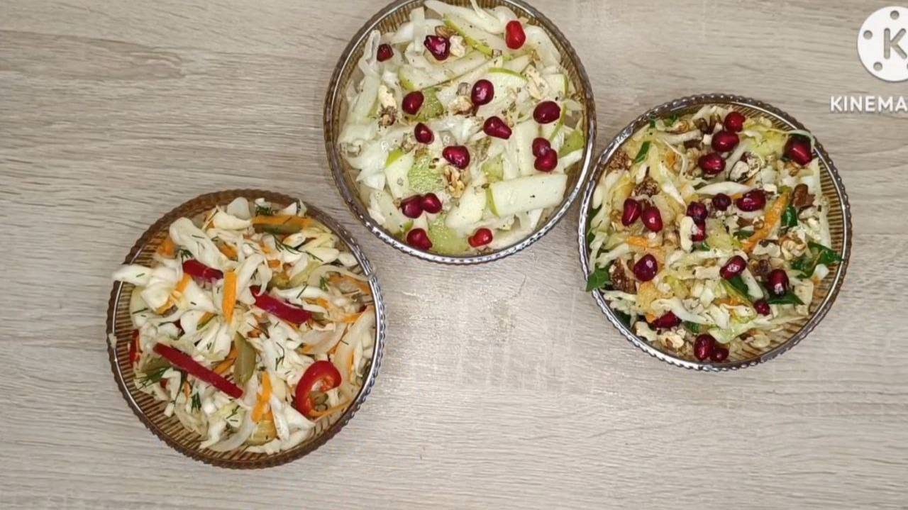Полезные салаты с белокочанной капустой.