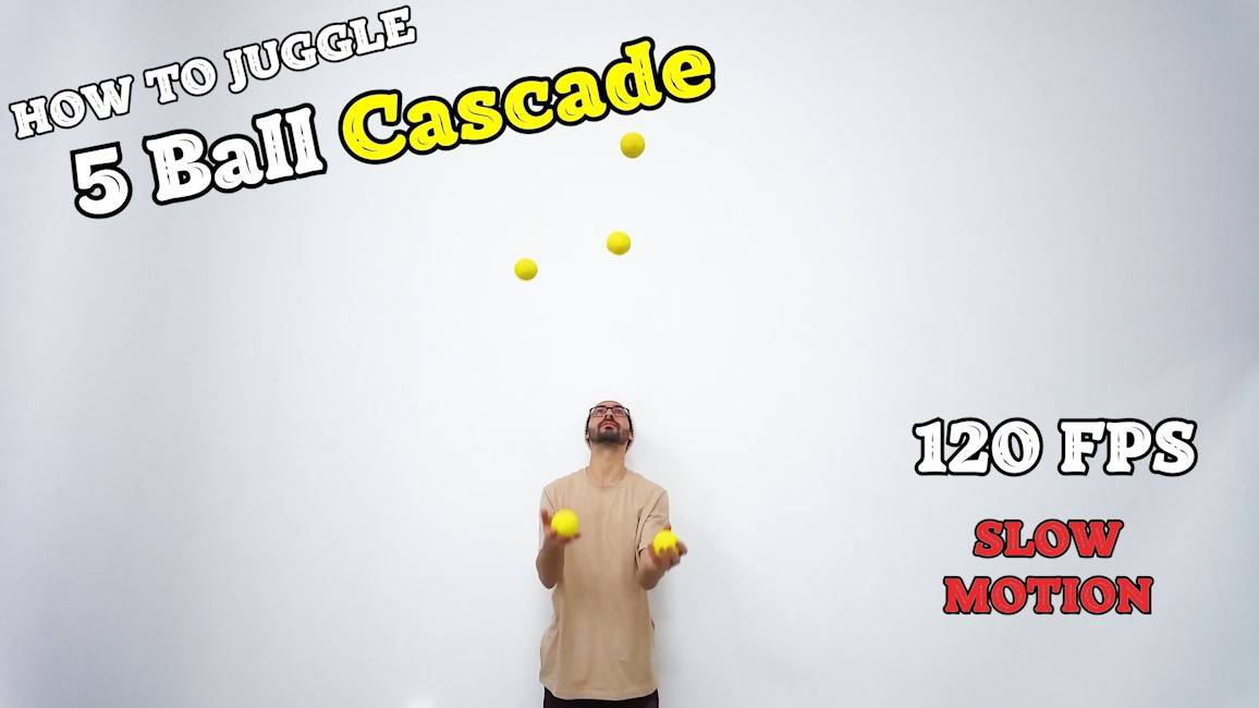 5 Ball Cascade Juggling Trick - Super Slow Motion 120 fps