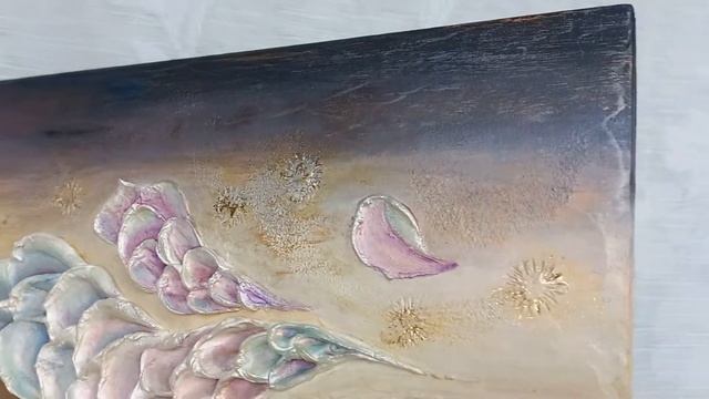 Перо Ангела. Фактурная картина. 20×30 см. Оргалит на подрамнике, акрил.