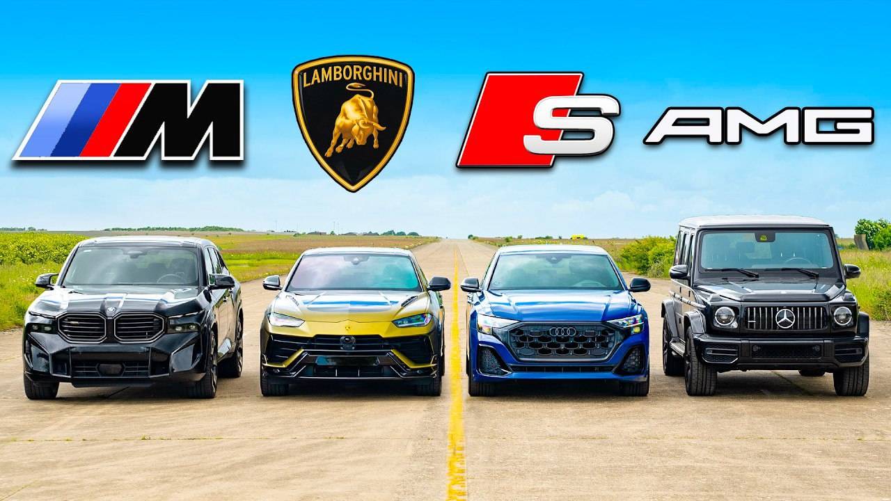 Кто победит в заезде: BMW XM, Lamborghini Urus, AMG G63 или же Audi SQ8?