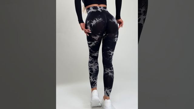 DI-FIT леггинсы пуш ап черный мрамор тай дай