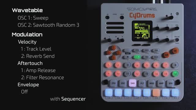 Sonicware CyDrums: Mod-Velocity & Mod-Aftertouch Sound Demo