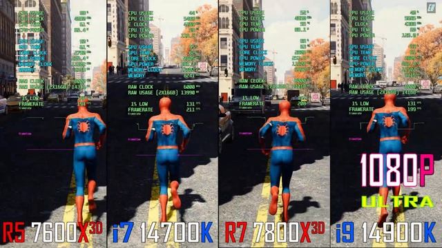 RYZEN 5 7600X3D vs INTEL i7 14700K vs RYZEN 7 7800X3D vs INTEL i9 14900K || PC GAMES TEST ||