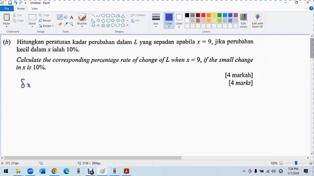 Trial Selangor 2023 Set 1 P1 Q13 F5 C2 dy dx chain rules and small changes