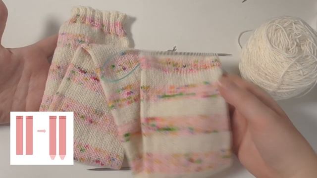 Two pairs of socks from a sock tube. Part 1: Dividing the socks and adding toes and cuffs