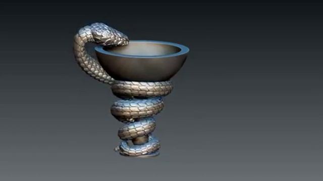 ZBrush Movie Медицина змея и чаша 3Д модель