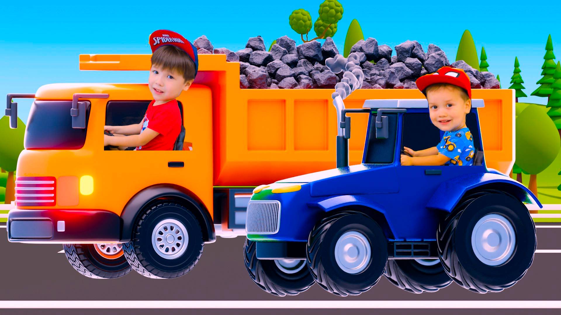 Брозаврики Песенки для детей Синий трактор Машинки Экскаватор Развивающие и обучающие мультики