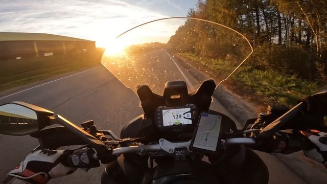 Multi sunset motorcycle riding