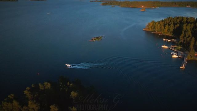 Эспоо, Финляндия, полёт над островами с расслабляющим эффектом музыки и вида