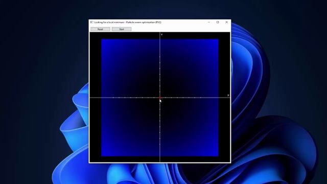 MATH. Particle swarm optimization (PSO) - Search for a local minimum. Part 2