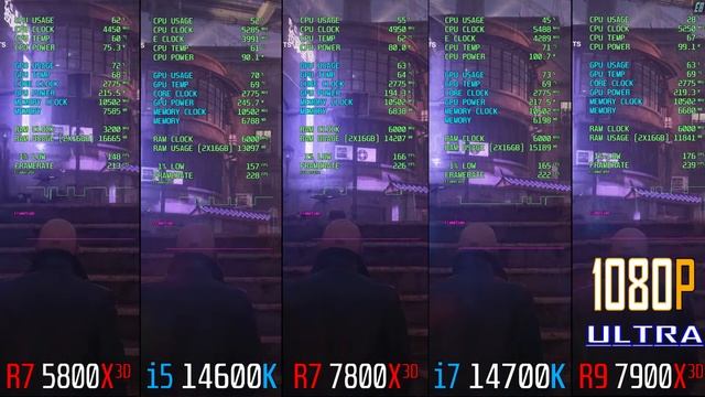 RYZEN 7 5800X3D vs INTEL i5 14600K vs RYZEN 7 7800X3D vs INTEL i7 14700K vs RYZEN 9 7900X3D ||