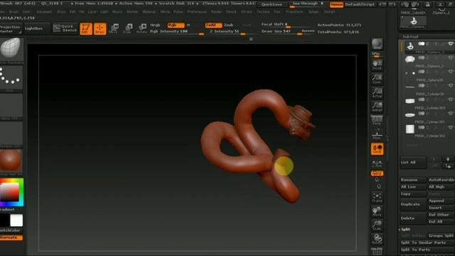 Zbrush 4R7 Джейк Гремучка Ч2