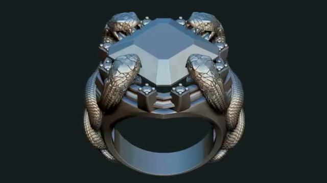 Кольцо мужское со змеями 3D модель ZBrush