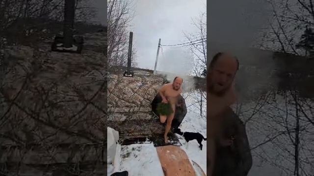 Всесезонная мобильная бана-палатка "Кочеvник" в зимних условиях.