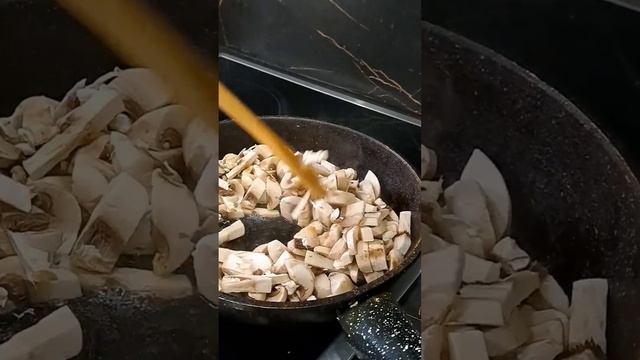 Қуырылған Саңырауқұлақ (қозықұйырық)пен картошка Шампиньоны с картошкой