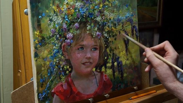 "Дачница". Олег Буйко. Живопись маслом. Process of creating oil painting