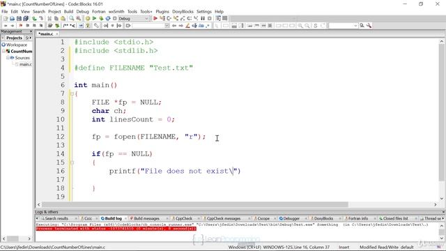 115 Demonstration Find the number of lines in a file