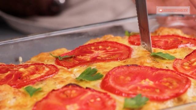 A layered creamy dinner - chicken breast, potatoes and zucchini. Amazing sauce!