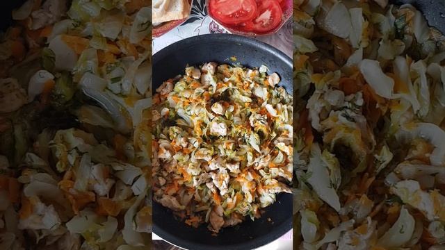 ТУШЁНАЯ КАПУСТКА СО СВИНИНКОЙ И ЗЕЛЕНЬЮ! ГОТОВИМ С ЛЮБОВЬЮ!❤